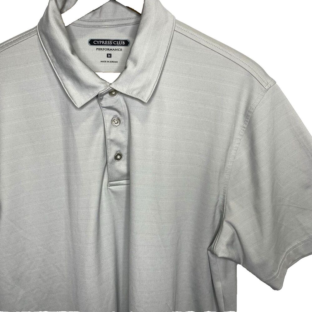Cypress Club Golf Shirt Mens M Performance Polo Moisture Wicking Breathable Gray
